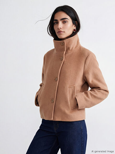 LCW Vision Dik Yaka Kadın Kaşe Mont - S6D165Z8-DXZ