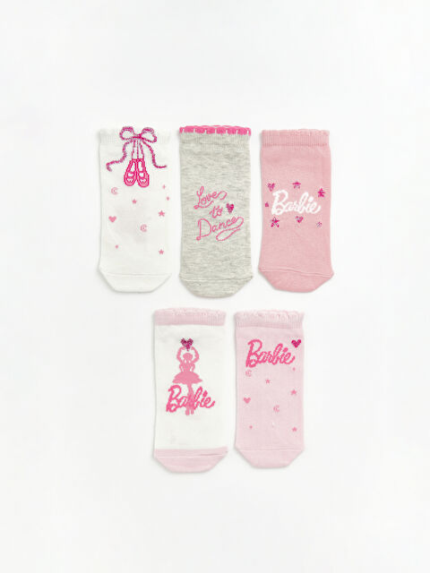 LCW Kids Barbie Desenli Kız Çocuk Patik Çorap 5'li - S6A167Z4-FEW