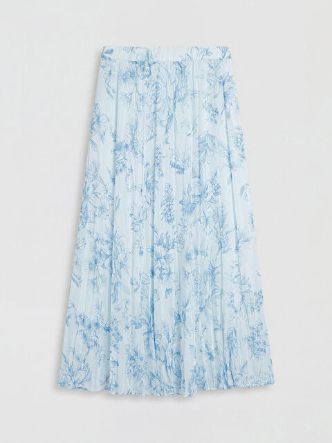 LCW Modest Beli Lastikli Desenli Şifon Pileli Etek