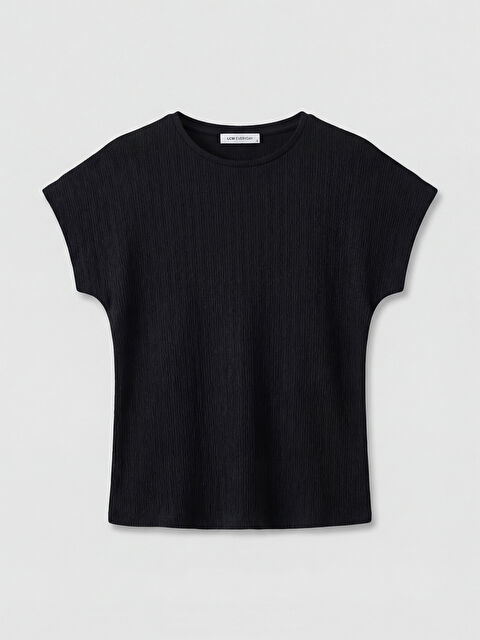 LCWAIKIKI Classic Bisiklet Yaka Dokulu Kadın Tişört	 - S6F178Z8-CVL