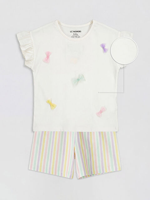 LCW Kids Bisiklet Yaka Nakışlı Kız Çocuk Takım