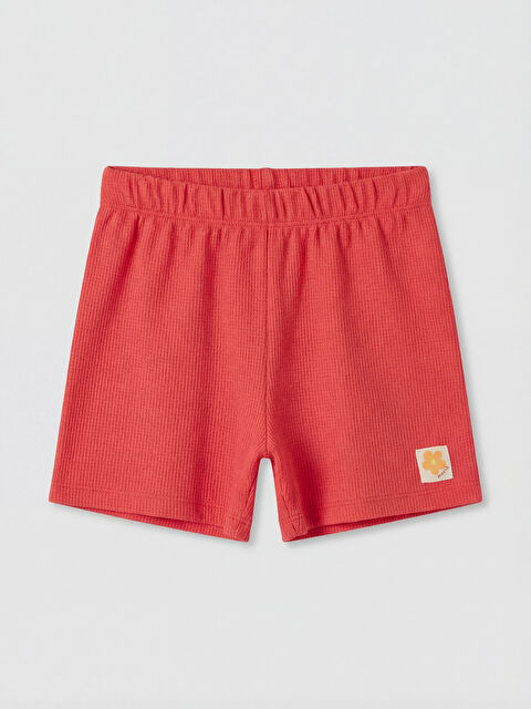 LCW Kids Beli Lastikli Dokulu Kız Çocuk Şort