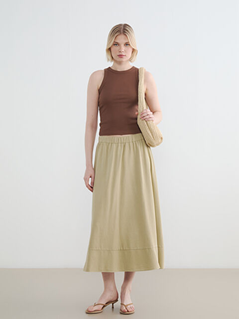 LCW Vision Beli Lastikli Kloş Jean Etek