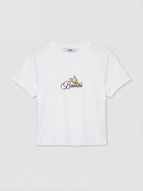 XSIDE Bisiklet Yaka Bambi Baskılı Kadın Tişört