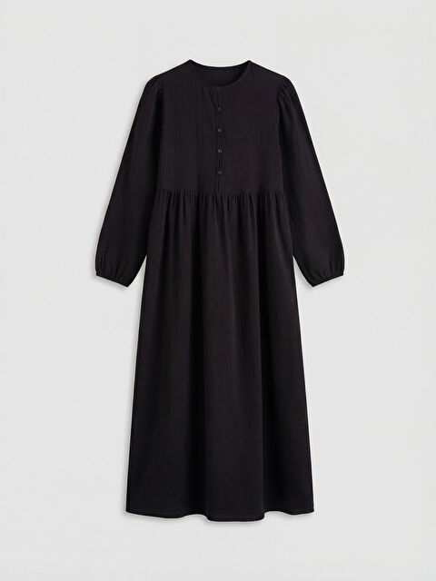 LCW Modest Bisiklet Yaka Büzgülü Müslin Elbise - S6F190Z8-CVL