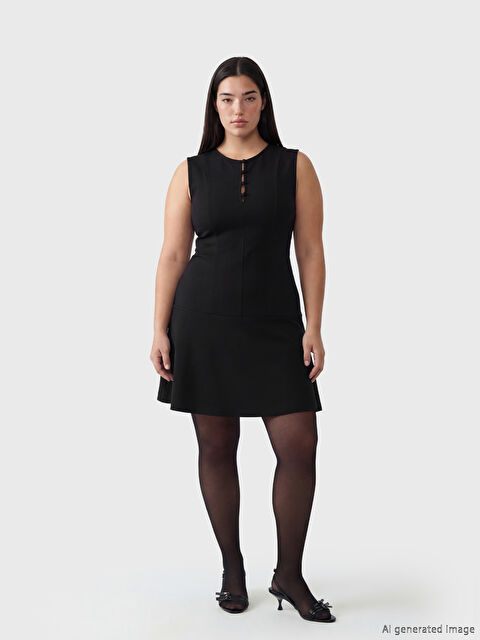 Soulife Petite Bisiklet Yaka A Kesim Peplum Mini Elbise