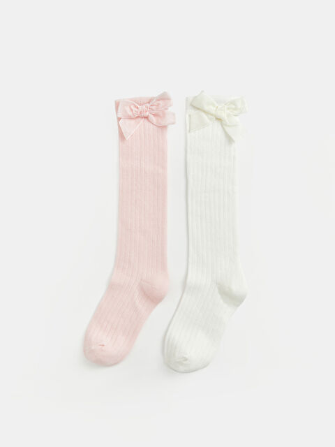 LCW Kids Fiyonklu Kız Çocuk Diz Altı Çorap 2'li