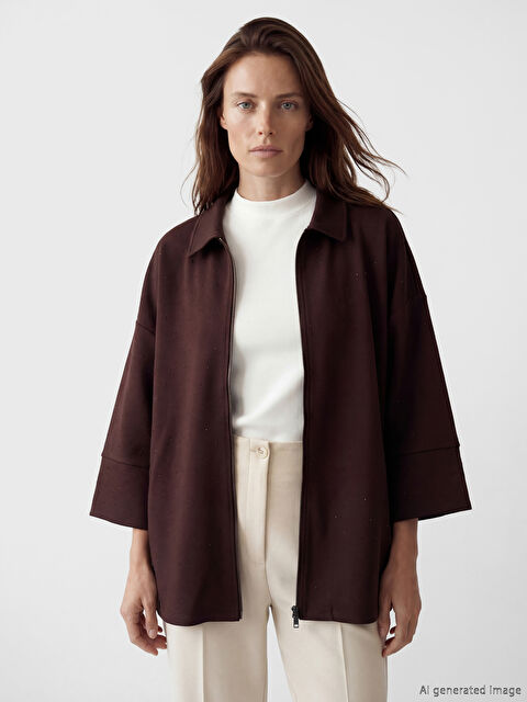 LCW Grace Gömlek Yaka Soft Touch Kadın Hırka