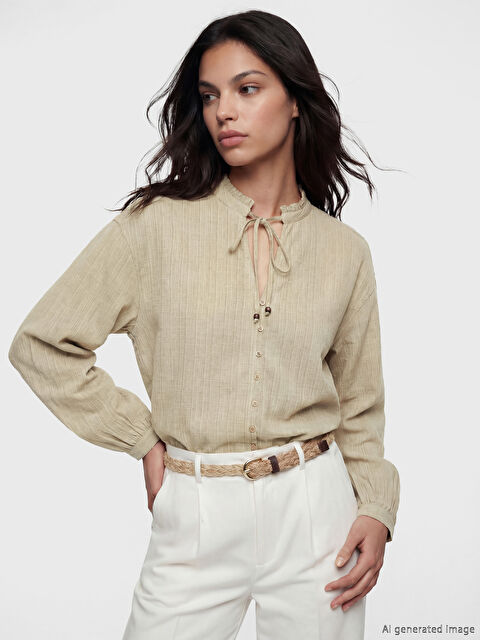 LCW Vision Bağlamalı Yaka Oversize Bluz