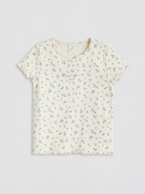 LCW Kids Desenli Fırfırlı Kız Çocuk Tişört - S6F203Z1-LRA