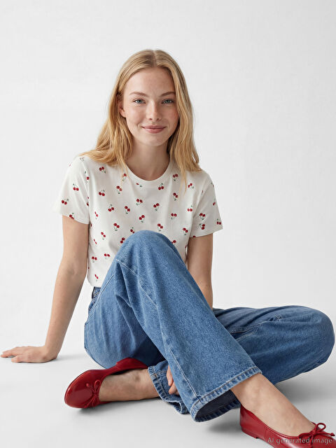 XSIDE Bisiklet Yaka Kadın Tişört