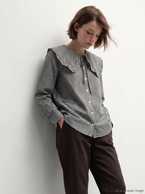 LCW Modest Bebe Yaka Ekose Kadın Gömlek - S6A207Z8-LKX