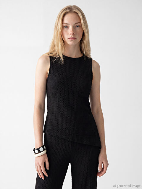 XSIDE Bisiklet Yaka Asimetrik Kesim Bluz