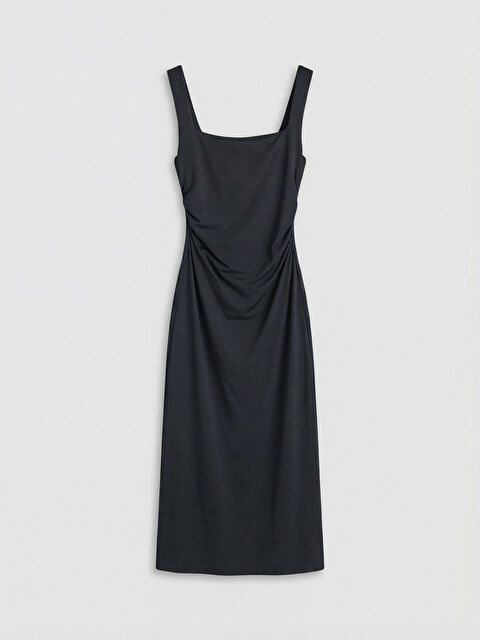 XSIDE Kare Yaka Büzgülü Bodycon Elbise
