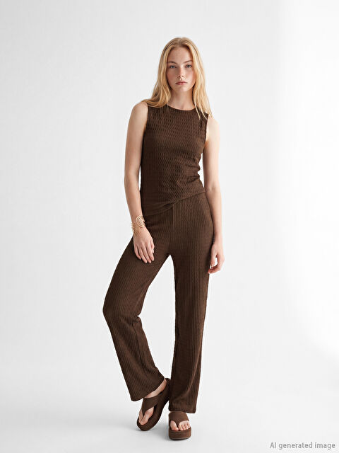 XSIDE Beli Lastikli Dokulu Kadın Pantolon