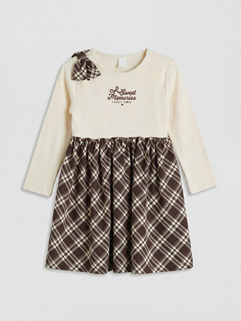 LCW baby Bisiklet Yaka Ekose Kız Çocuk Fitilli Elbise - S6D209Z1-FF7