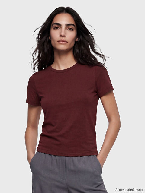 LCW Vision Bisiklet Yaka Kadın Tişört - S6E210Z8-R3J