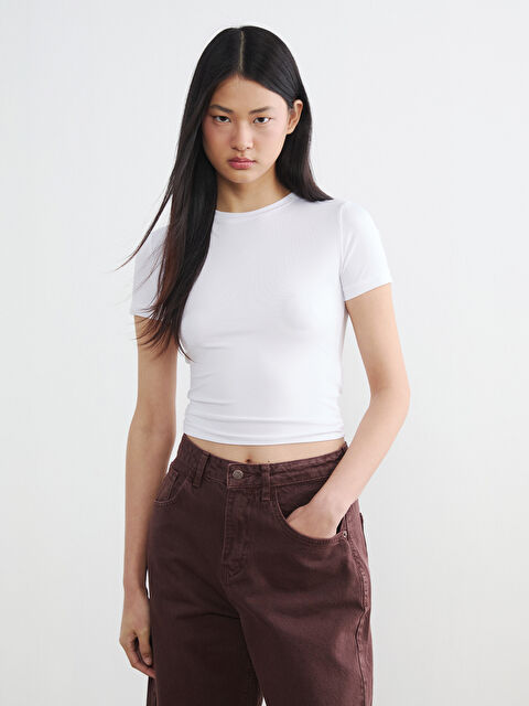 LCW Vision Bisiklet Yaka Kadın Tişört - S6E210Z8-Q6K