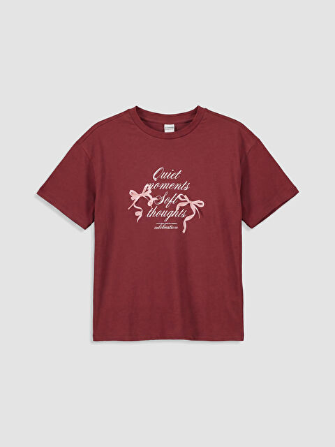 LCW Kids Bisiklet Yaka Baskılı Kız Çocuk Tişört