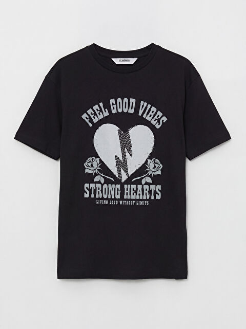 LCW Kids Bisiklet Yaka Baskılı Kız Çocuk Tişört - S6D211Z4-CVL