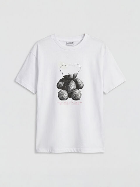 LCW Kids Bisiklet Yaka Ayı Baskılı Kız Çocuk Tişört - S6D211Z4-FFB