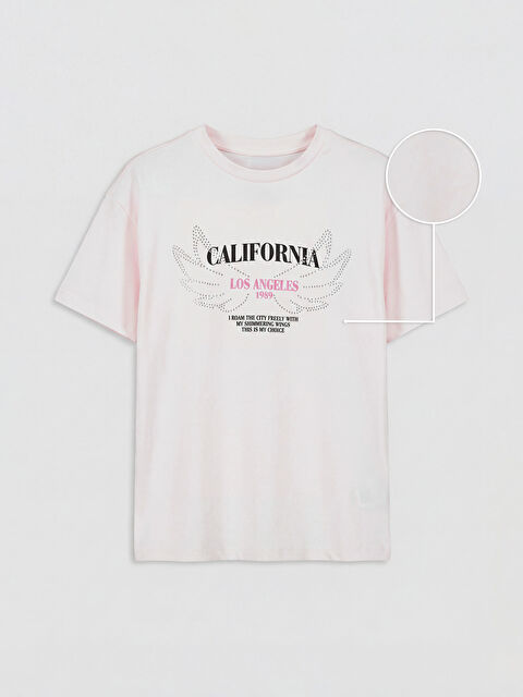 LCW Kids Taşlı California Baskılı Kız Çocuk Tişört