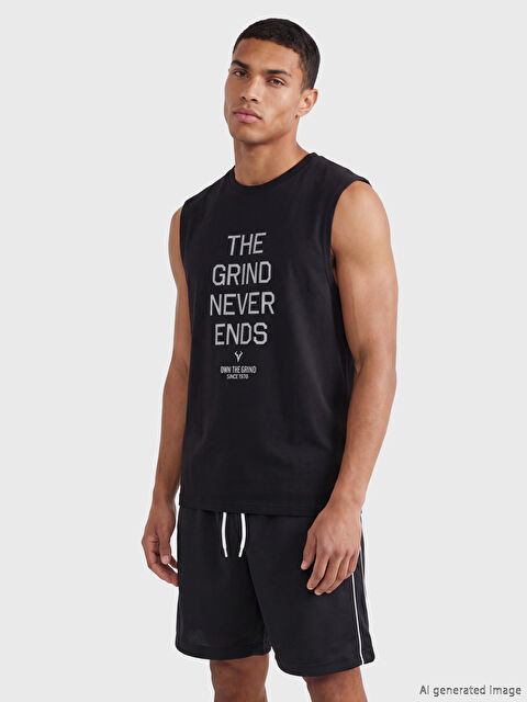 XSIDE ACTIVE Bisiklet Yaka Baskılı Erkek Kolsuz Tişört