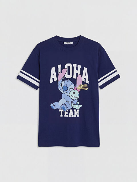 XSIDE Bisiklet Yaka Stitch Baskılı Kadın Tişört