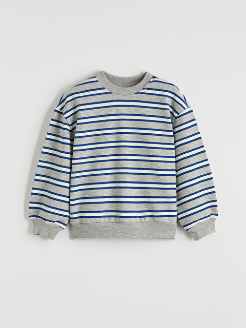 LCW Kids Bisiklet Yaka Çizgili Erkek Çocuk Sweatshirt - S6F214Z1-F8Y