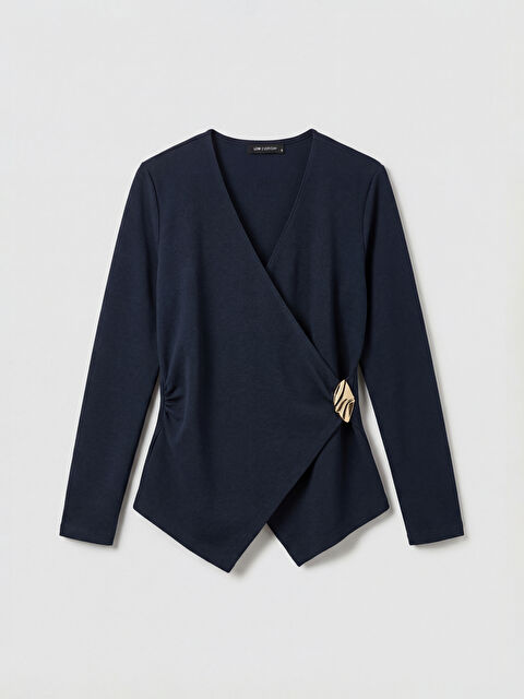 LCW EVERYDAY Kruvaze Yaka Metal Aplikeli Bluz - S6E214Z8-DDG