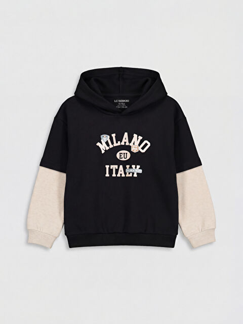 LCW Kids Renk Bloklu Erkek Çocuk Kapüşonlu Sweatshirt - S6C214Z1-CVL