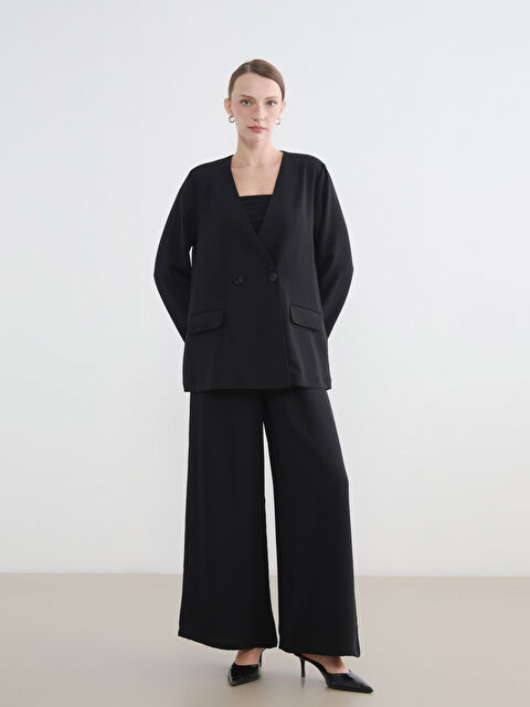 LCWAIKIKI Classic Beli Lastikli Kadın Pileli Kumaş Pantolon		
