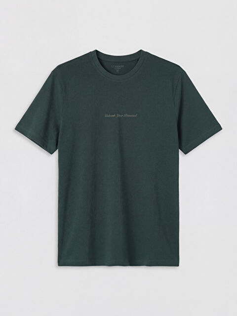 LCWAIKIKI Classic Bisiklet Yaka Slogan Baskılı Erkek Tişört