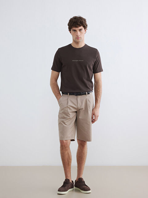 LCWAIKIKI Classic Bisiklet Yaka Slogan Baskılı Erkek Tişört