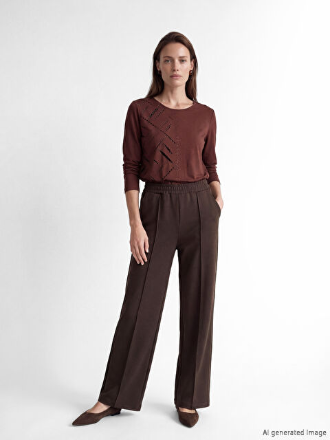 LCW Grace Beli Lastikli Geniş Paça Kadın Pantolon - S6F219Z8-ZUP