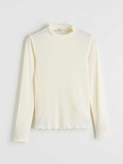 LCW Modest Fırfırlı Dik Yaka Kadın Body - S6B220Z8-FDL