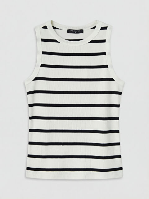 LCW Comfort Bisiklet Yaka Çizgili Kadın Atlet