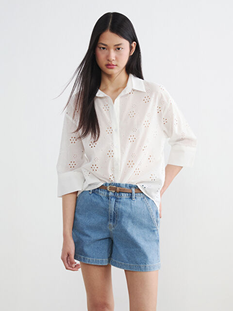 LCW Vision Ajurlu Oversize Kadın Gömlek - S6D223Z8-R9J