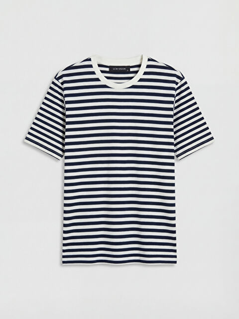 LCW Vision Bisiklet Yaka Çizgili Kadın Tişört