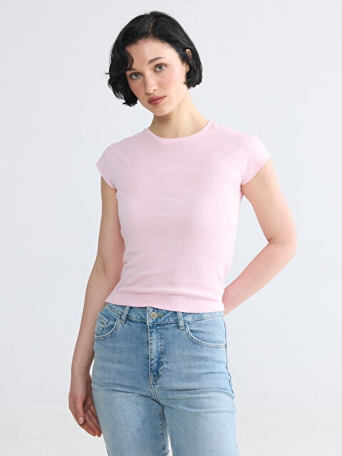 LCW Vision Bisiklet Yaka Kadın Crop