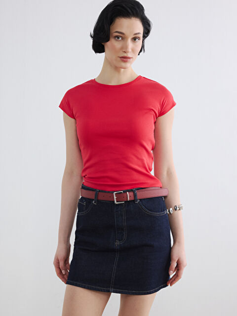 LCW Vision Bisiklet Yaka Kadın Crop