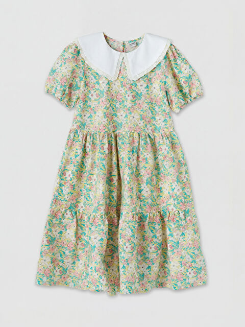 LCW Kids Bebe Yaka Çiçek Desenli Kız Çocuk Elbise