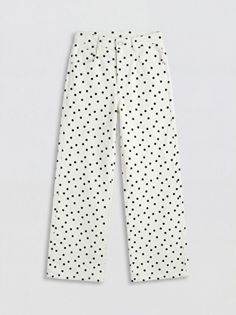 LCW Kids Wideleg Puantiyeli Kız Çocuk Gabardin Pantolon - S6A225Z4-LRA