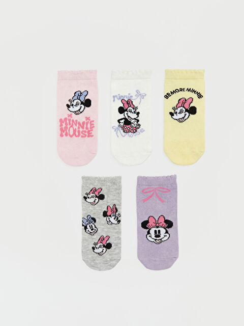LCW Kids Minnie Mouse Desenli Kız Çocuk Patik Çorap 5'li