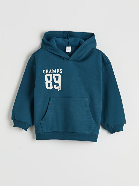 LCW Kids Kapüşonlu Baskılı Erkek Çocuk Kalın Sweatshirt - S6E233Z1-HLV