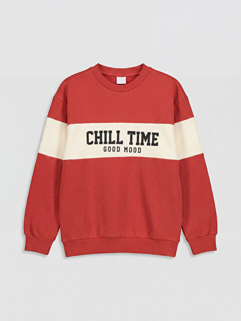 LCW Kids Bisiklet Yaka Baskılı Erkek Çocuk Sweatshirt - S6E241Z4-3X9