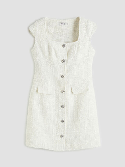 XSIDE Kare Yaka Tüvit Mini Elbise - S6E243Z8-Q6K