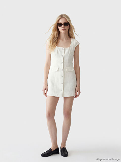 XSIDE Kare Yaka Tüvit Mini Elbise - S6E243Z8-Q6K