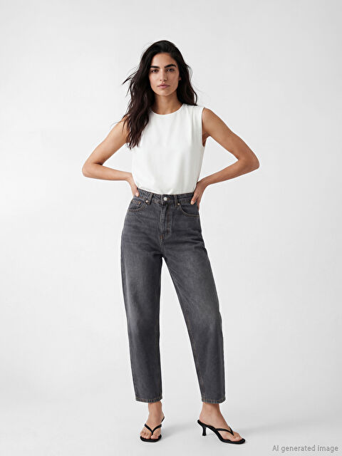 LCW Jeans Barrel Fit Kadın Jean Pantolon - S6C244Z8-GRD