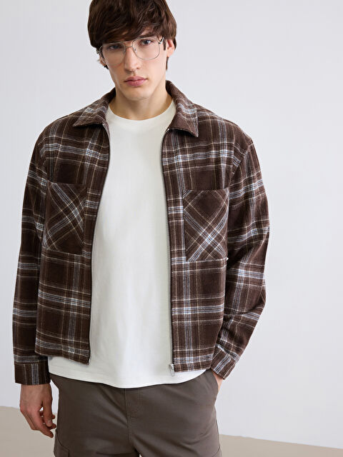 XSIDE Rahat Kalıp Ekose Erkek Oduncu Gömlek Ceket - S6C250Z8-LLL